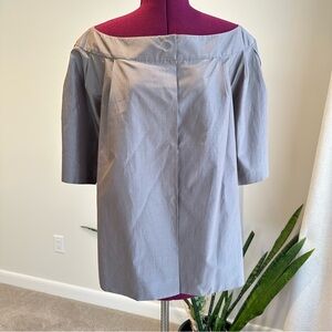 Charles Nolan Elegant silk cotton blend  Gray Off-Shoulder Women's Top